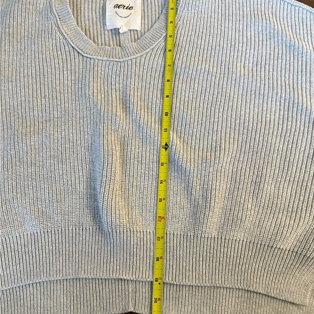 aerie Heather Gray Ribbed Knit Cropped Sweater Top - Picture 12 of 15